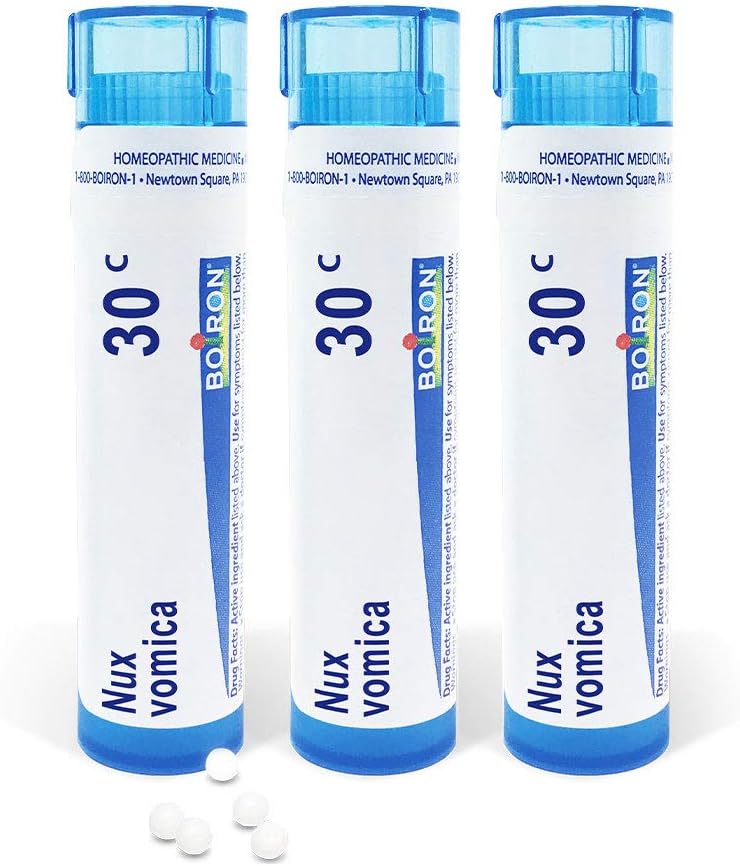 Boiron Nux Vomica 30C, 3 Tubes (80 Pellets per Tube), Homeopathic Medicine for Hangover Relief: Health & Personal Care