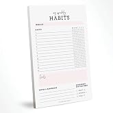 CARDAMONOLY Habit Tracker Notepad - Weekly Planner Pad 50 Sheets | 6 x 9 Inches, 50 Tear Off Sheets, Heavyweight Paper, Black &amp; Light Pink, Chore Chart for Adults, Undated Weekly Planner