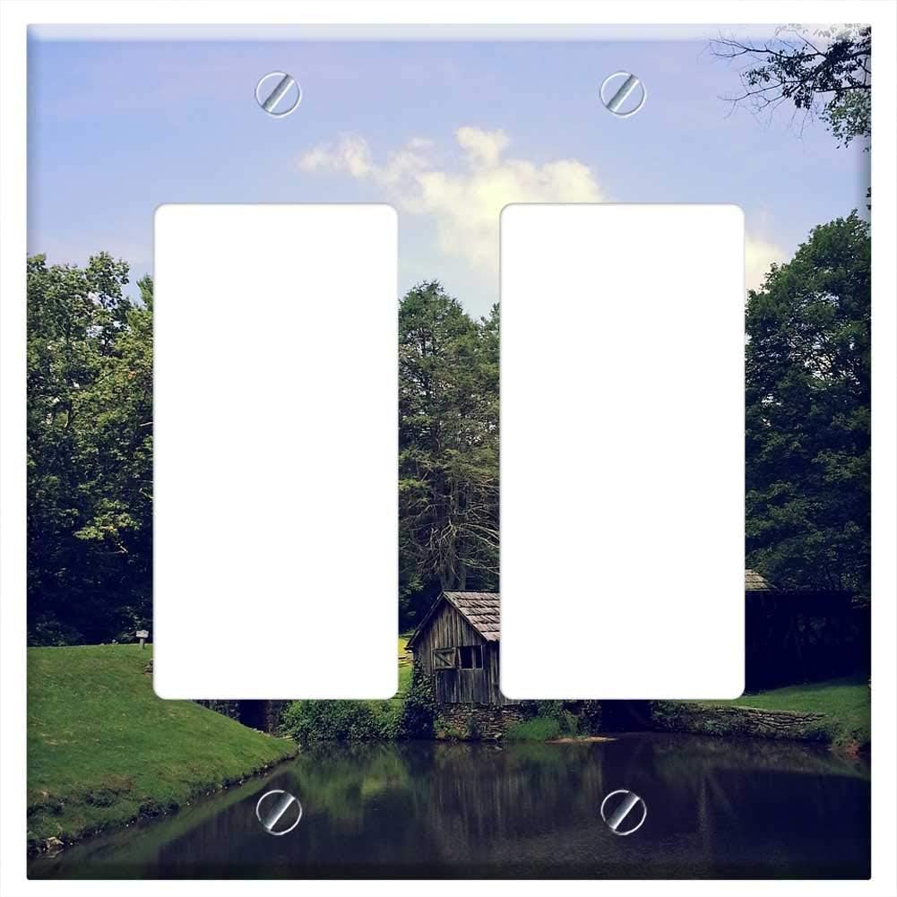 Switch Plate Double Rocker/GFCI - Virginia Mill Pond Old Building Blue Ridge Parkway