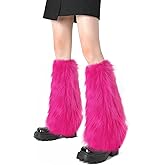 XEPST Faux Fur Fuzzy Leg Warmers Furry Boot Covers for Women, Warm Fuzzy Boot Cuff Boot Sleeves Leg Warmers for Party Costume