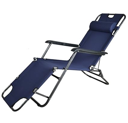 Kawachi Easy Folding Comfort Reclining Chair-Dark Blue