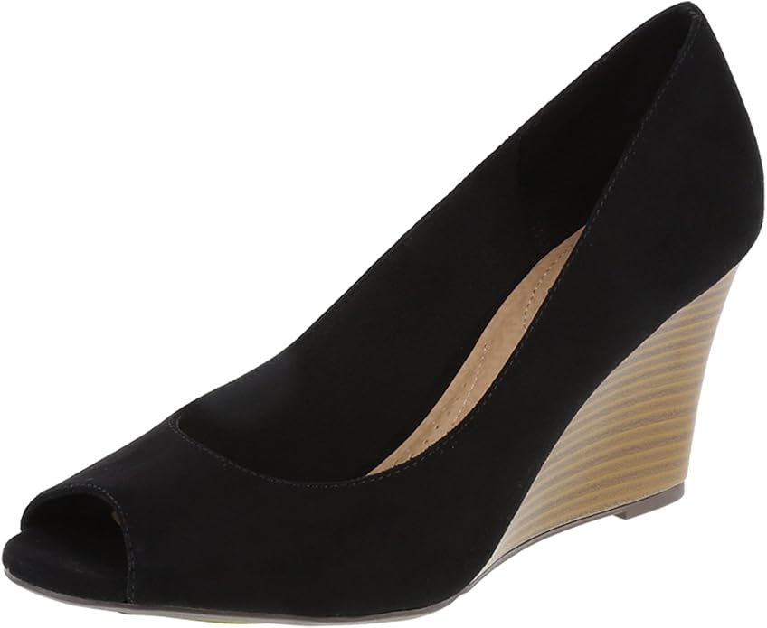 dexflex Comfort Black Suede Women's Kylee PeepToe Wedge