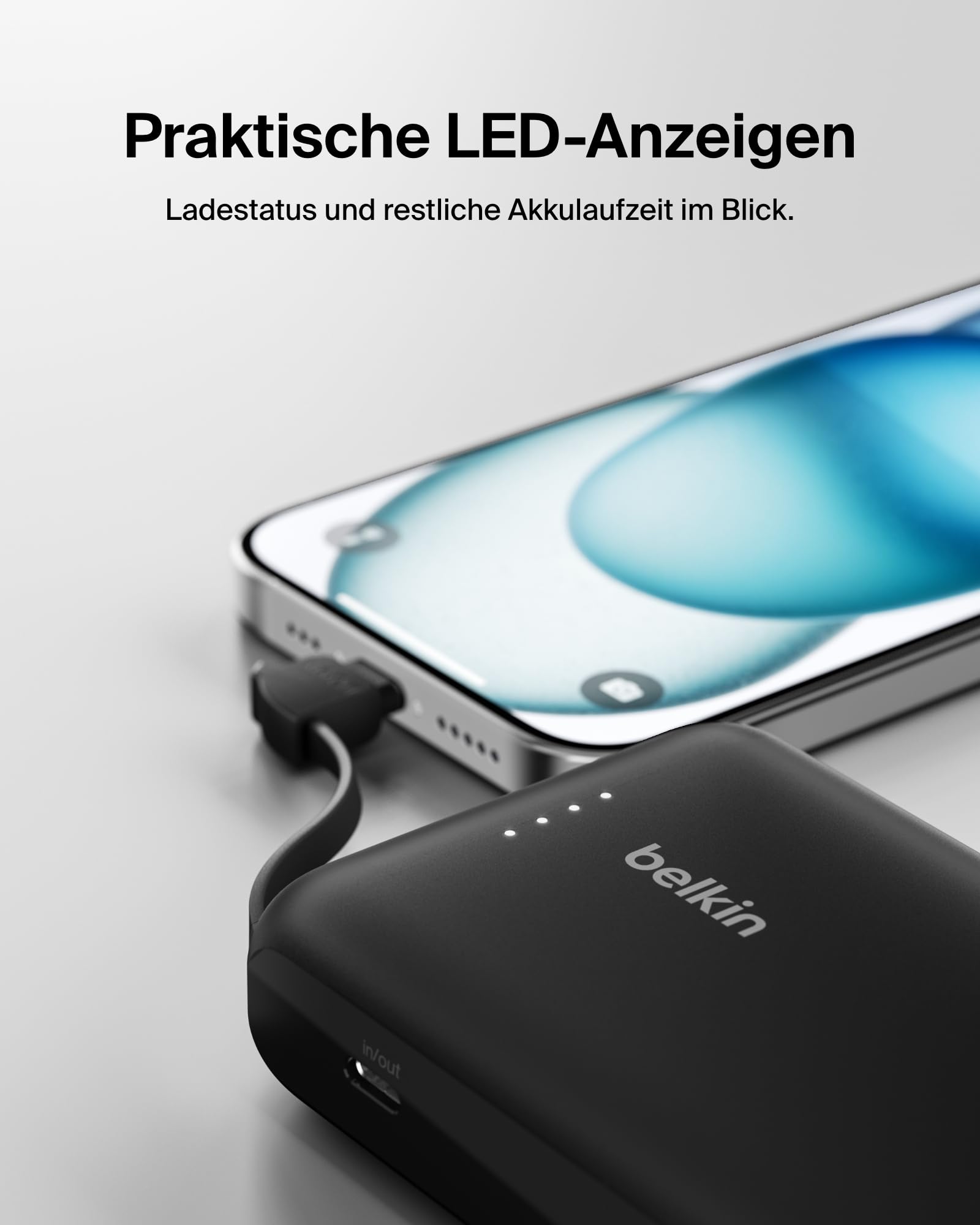 Belkin BoostCharge 10000mAh Power Bank, integriertes USB-C-Kabel – Schwarz 6