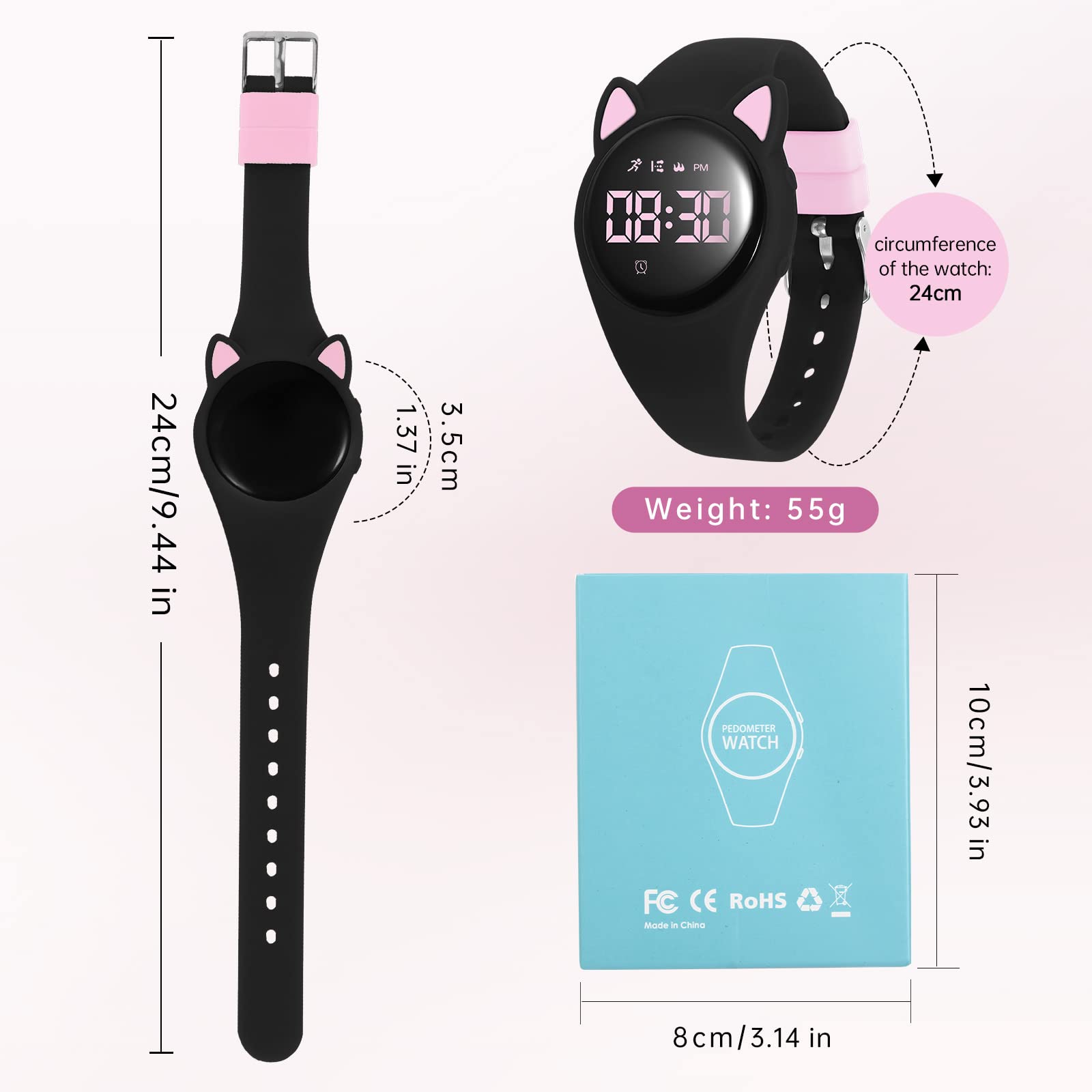Bigmeda Kids Watch, Digital Watch, Sport Watch with Alarm Clock, Stopwatch, Waterproof Fitness Tracker with No App for Ages 5-12 Children (MEHeipin-Black Pink)