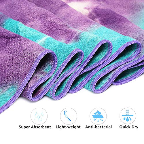 image for Ewedoos Yoga Towel with Anchor Fit Corners, 100% Microfiber Non Slip Y