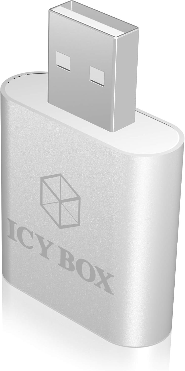 ICY BOX USB Audio Adapter - USB A/2 x 3.5mm Silver - Aluminium Housing - C-Media HS-100B Chipset - Image 4
