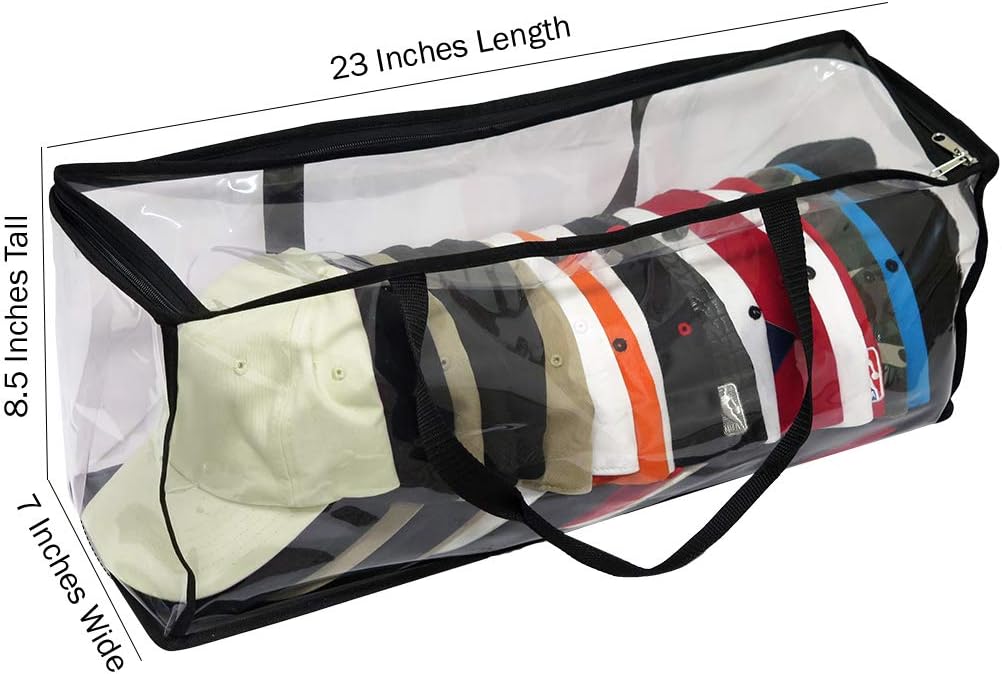 Evelots Sport Cap Bag-Extra large-20 Hats-Trucker Style-Clear-Handles- Set/2: Home & Kitchen