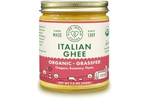 Pure Indian Foods Organic Italian Ghee, 7.8 oz, Clarified Butter, Pasture Raised Grassfed, Non-GMO, Gluten Free, Made in USA, Paleo & Keto Friendly