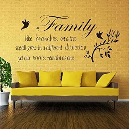 Decals Design Family Like Branches Wall Quote Wall Sticker (PVC Vinyl, 70 cm x 50 cm, Black)