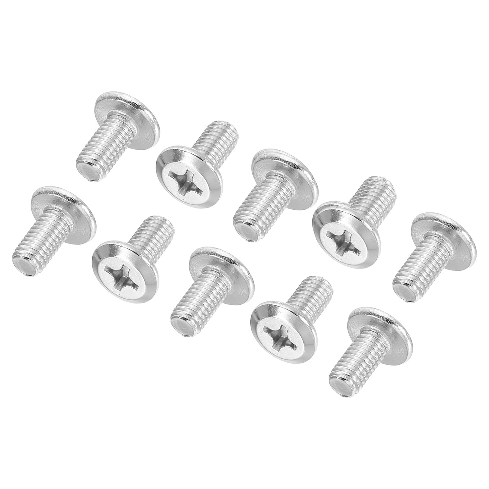 PATIKIL Flat Round Head Phillips Screws, 32 Pack M6-1 x 10mm Binding Screws 304 Stainless Steel 18-8 Full Thread, Phillips Drive Machine Screw Furniture Screw Connector Bolts