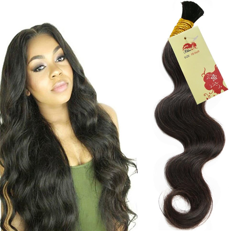 Hannah Queen Wet N Wavy Bulk hair HUMAN HAIR Micro Braiding 4 Bundle 200g Brazilian Body Wave Bulk Hair For Braiding Human Hair No Weft (18 20 22 24 Natural Black #1B)