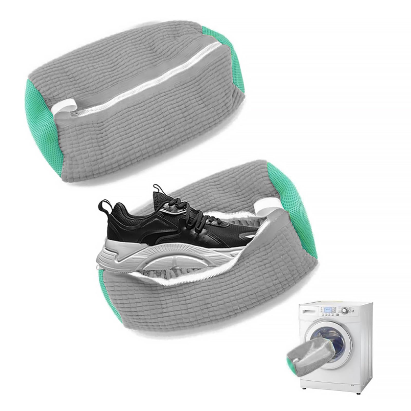 2Pack Shoe Washing Machine Bag - Laundry Bag for Shoes, Trainer Washing Machine Bag, Easy Cleaning Shoes Bag with Zipper, Reusable Cleaning Laundry Bag for All Types & Sizes Shoes, Grey