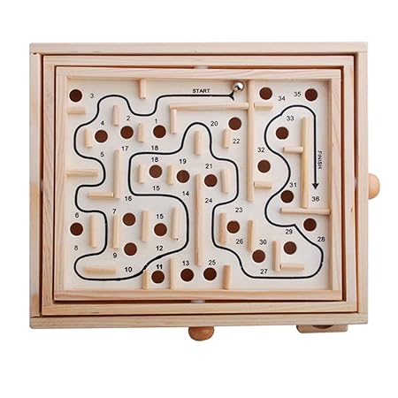 BYM Labyrinth Kinder Holzspielzeug Brettspiele Spiel mit Kugel Geschicklichkeitsspiel Kinder Pädagogisches Spielzeug