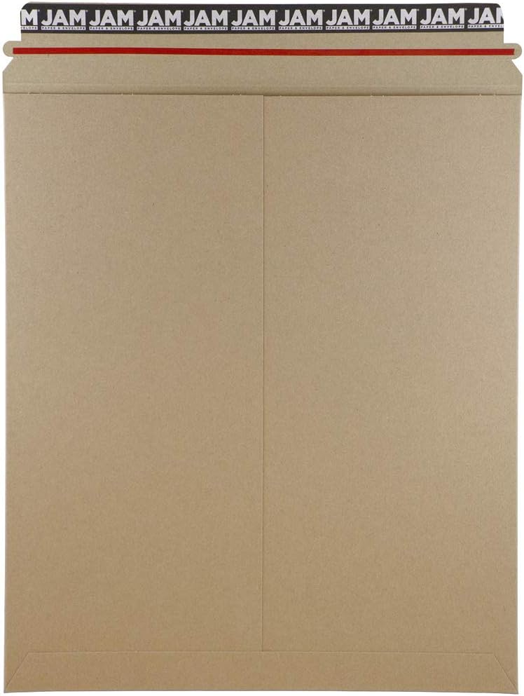 JAM PAPER Stay-Flat Photo Mailer Envelopes with Peel & Seal Closure - 12 3/4 x 15 - Brown Kraft - 6 Rigid Mailers/Pack
