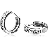 Viking Hoop Earrings 925 Sterling Silver Celtic Knot Earrings Irish Jewelry Gift for Men Women