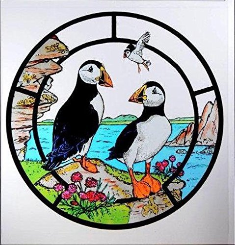 Winged Heart presented by Celtic Glass Designs Static Window Cling in a Puffins Design.