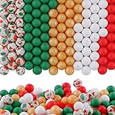 HHCFAST 150Pcs Mixed Color 15mm Silicone Beads for Keychain Making, Christmas Green Red Print Silicone Beads for Pens and Bracelet Jewelry Making