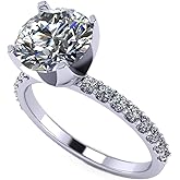 NANA Jewels 1.00ct to 4.00ct Simulated Diamond Engagement Ring Round Solitaire Sterling Silver