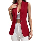 MINTLIMIT Women's Sleeveless Blazer Vest Casual Button Front Lightweight Jacket Summer Work Office Suit Vest Blazer