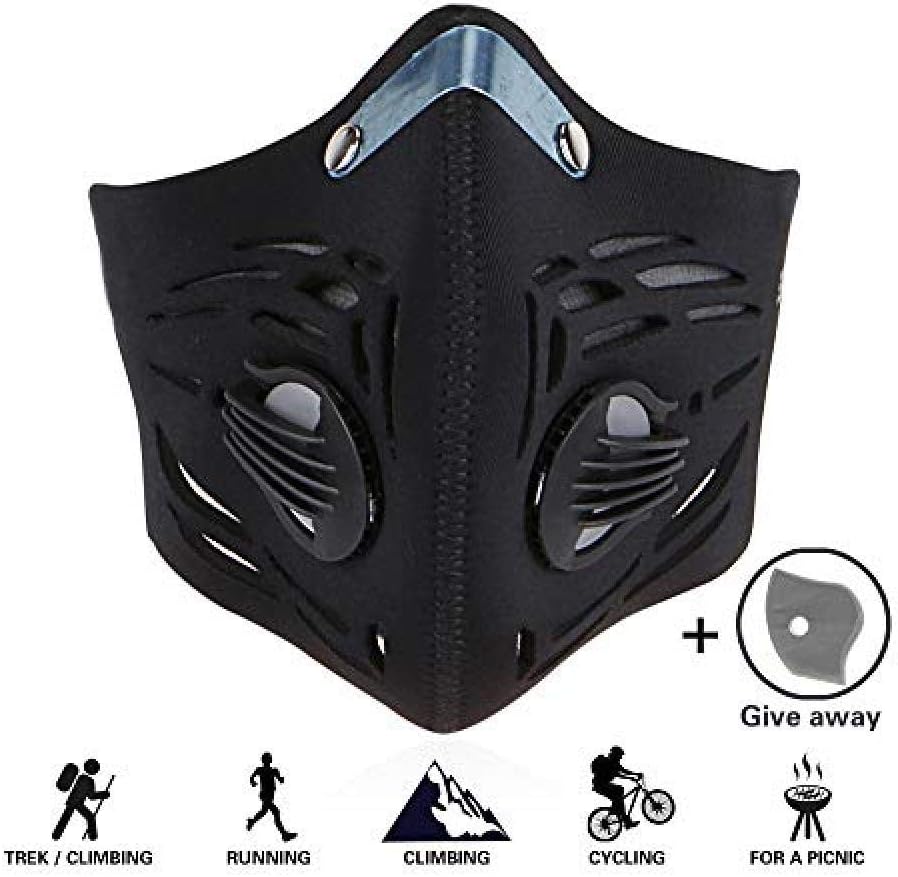 with 2 Activated Carbon Air Filters for Cycling Skiing Motorcycle Outdoor Sport Anti Pollution Dust Half Face Mask