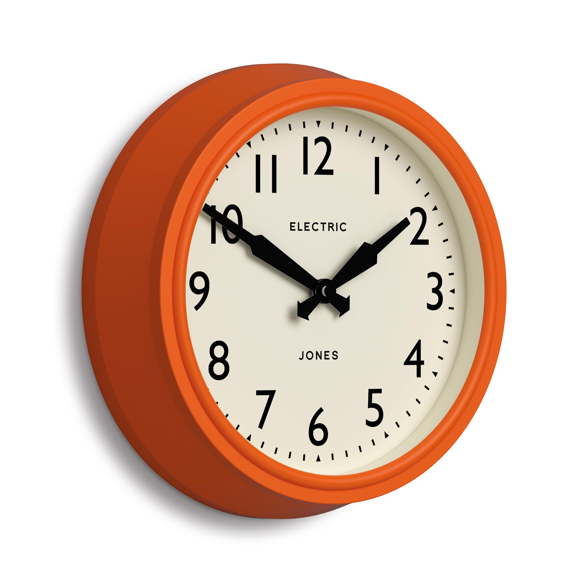 Jones Clocks® Telecom wall clock | Round vintage retro clock | 27cm | Orange | Modern take on a vintage classic for kitchen, living room or office