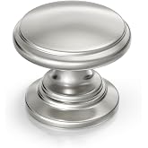 Goldenwarm Cabinet Knobs, Brushed Nickel Dresser Knobs 1-1/5 Inch 10 Pack Round Kitchen Hardware, Solid Zinc Alloy, Single Hole, Screws Included, Drawer Knob for Cupboard Dresser Bathroom Vanity