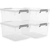 Citylife 22.2 Qt. Plastic Storage Bins with Lids Large Stackable Storage Containers for Organizing Clear Durable Storage Box, 4 Pack