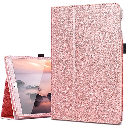 iPad 2017 9.7 Case,iPad Air Case,iPad Air 2 Case,Fingic Thin Sparky Case Smart Folio Case Cover with Auto Sleep/Wake Function Stand PU Leather Cover for ipad Air/Air2/iPad 9.7 2017,Rose Gold