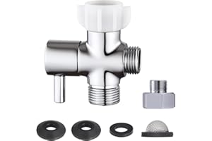 Hsmhose Bidet T Adapter with Shut off Valve,Metal T Valve for Bidet 7/8” X 7/8” X 1/2”or 3/8”,Tee Connector Bidet Attachment for Toilet