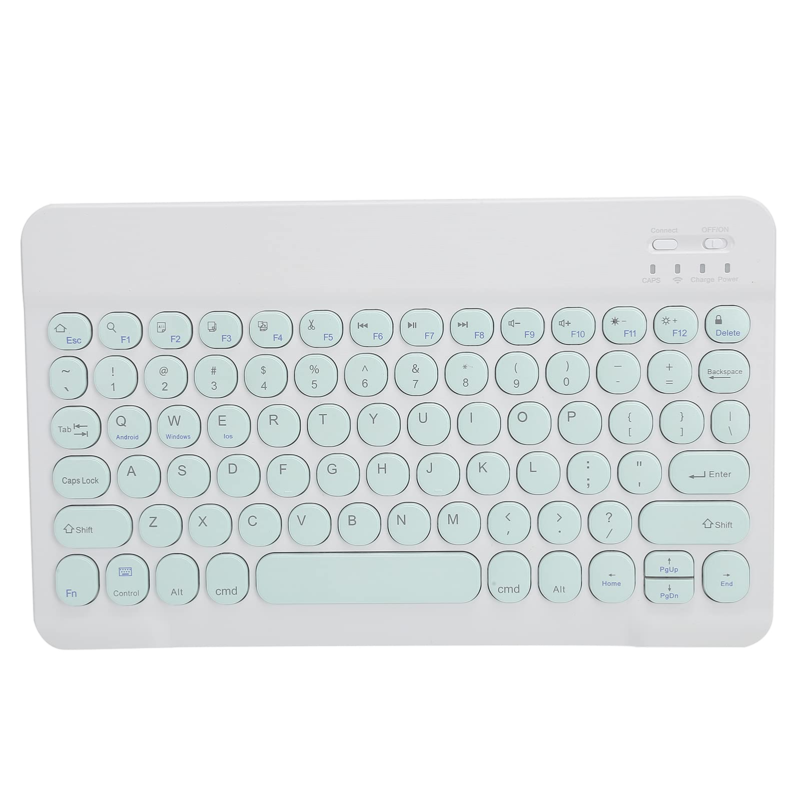 Goshyda Wireless Bluetooth Keyboard, 10in Ultra-thin Mute Design Cute Round Cap Wireless Keypad with Standard for MICR Interface, for Tablet, Smartphone, Computer (green)
