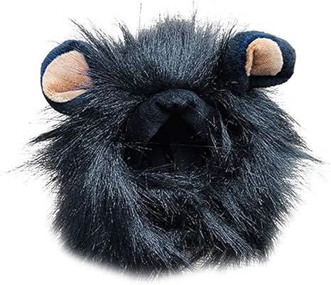 Amazon Co Jp Pulabo ペット猫犬エミュレーションライオン髪のたてがみ耳ヘッドキャップ秋冬ドレスアップヘッドギアブラック Mサイズが小さくて携帯に便利 ホーム キッチン