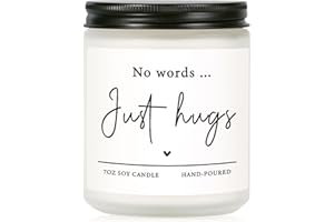 Shqiueos Sympathy Gifts for Loss of Loved One-No Words Just Hugs Lavender Scented Candle, Bereavement Gift Idea, Memorial, Grief, Thinking of You, Get Well, Comfort Condolence Gift (White)