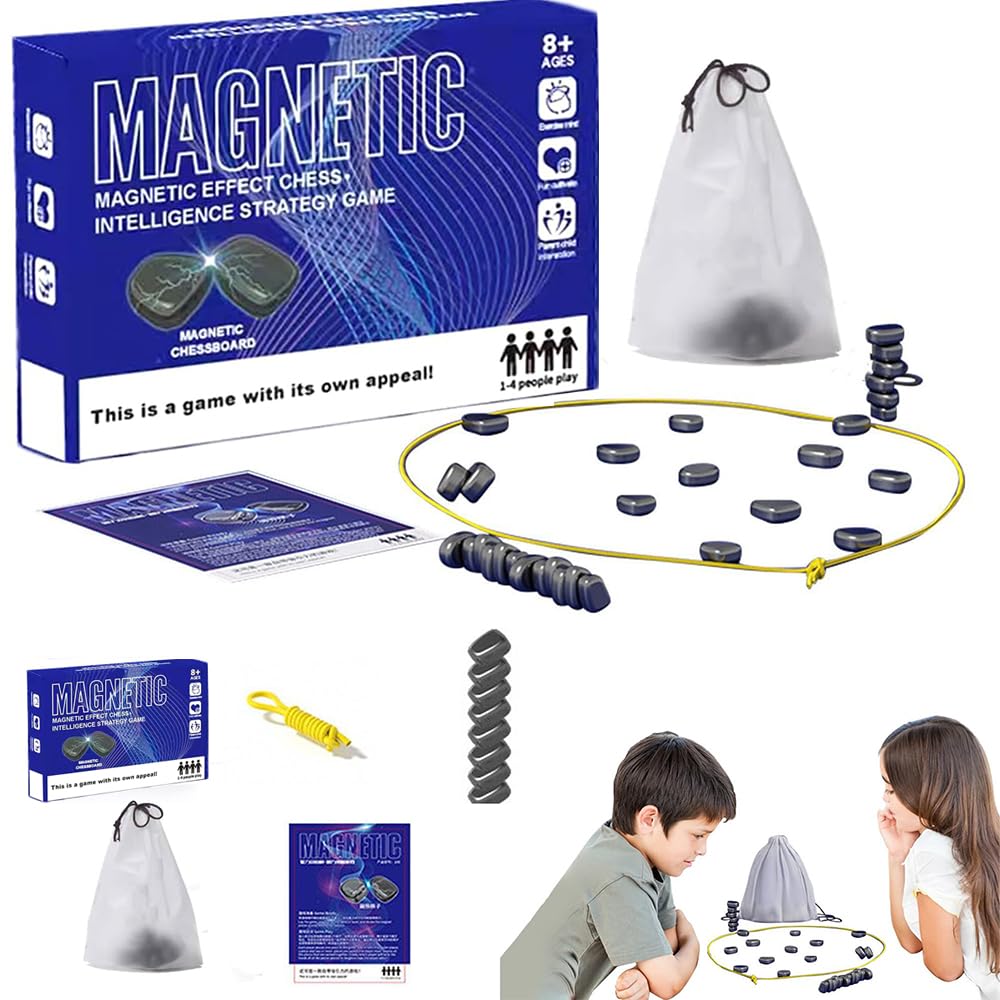 Magnetic Chess Game,Magnetic Chess Game with Stones,Magnetic Chess Strategy Game for Kids and Adults,Family Board Games Set, Party Travel Desktop Magnetic Strategy Game