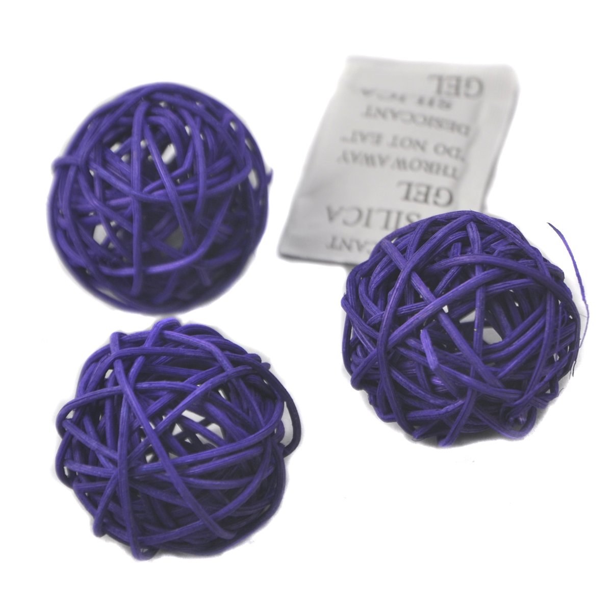 Ougual Natural Wicker Rattan Balls Table Wedding Party Hanging Wobble Ball Christmas Decoration (8cm, 6pcs, Deep Purple)