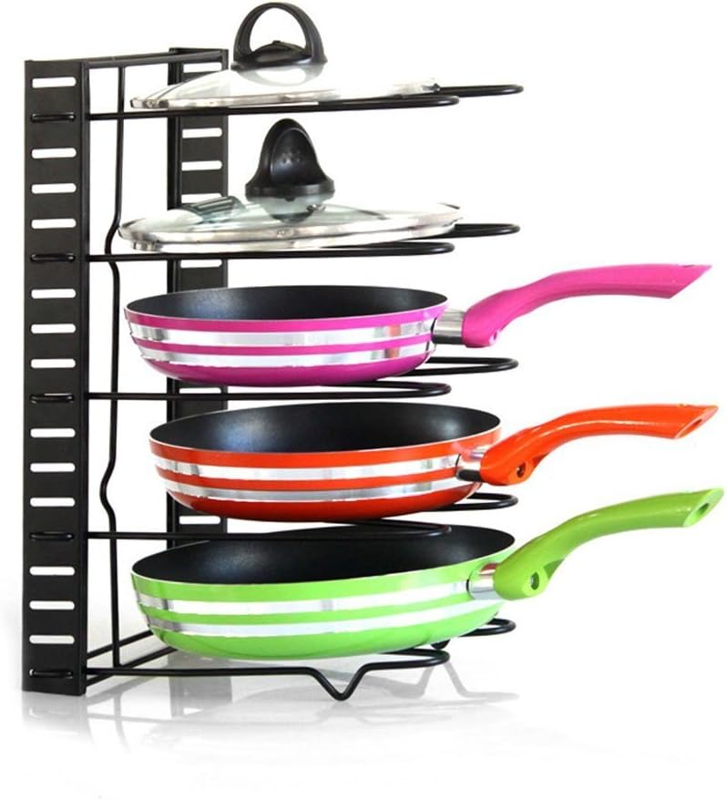 Houzemann Adjustable Pan Organizer Rack, Foldable Pot Racks for Kitchen Pot Lid Holder Lid Rest Pan Rack Lid Organizer Bakeware Holder Cookware Organizers Kitchenware Rack