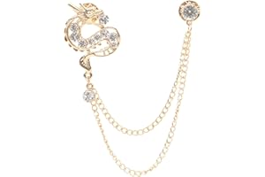 HSQYJ Gold Silver Plated Chain Rose Flower Violin Five-pointed Star Brooches Collar Pins Crystal With Hanging Chain Suit Shirt Lapel Brooch Pin Fashion Jewelry for Men Boy