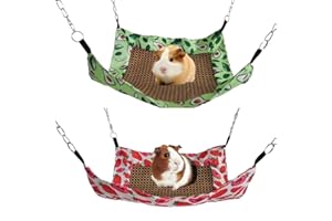 Small Animal Hammock with Rattan Mat, 2-Pack, for Guinea Pig, Chinchilla, Ferret, Squirrel