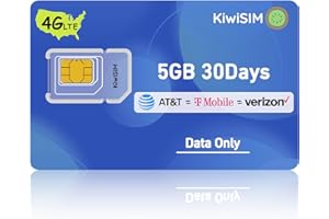 KiwiSIM SIM Card 5GB 30Days, 4G SIM Data Card Support for AT&T, T-Mobile and Verizon, IoT SIM Card Data Only for Unlocked Cellular Portable WiFi/Router/Mobile WiFi Hotspot/GPS Tracker, No Contract