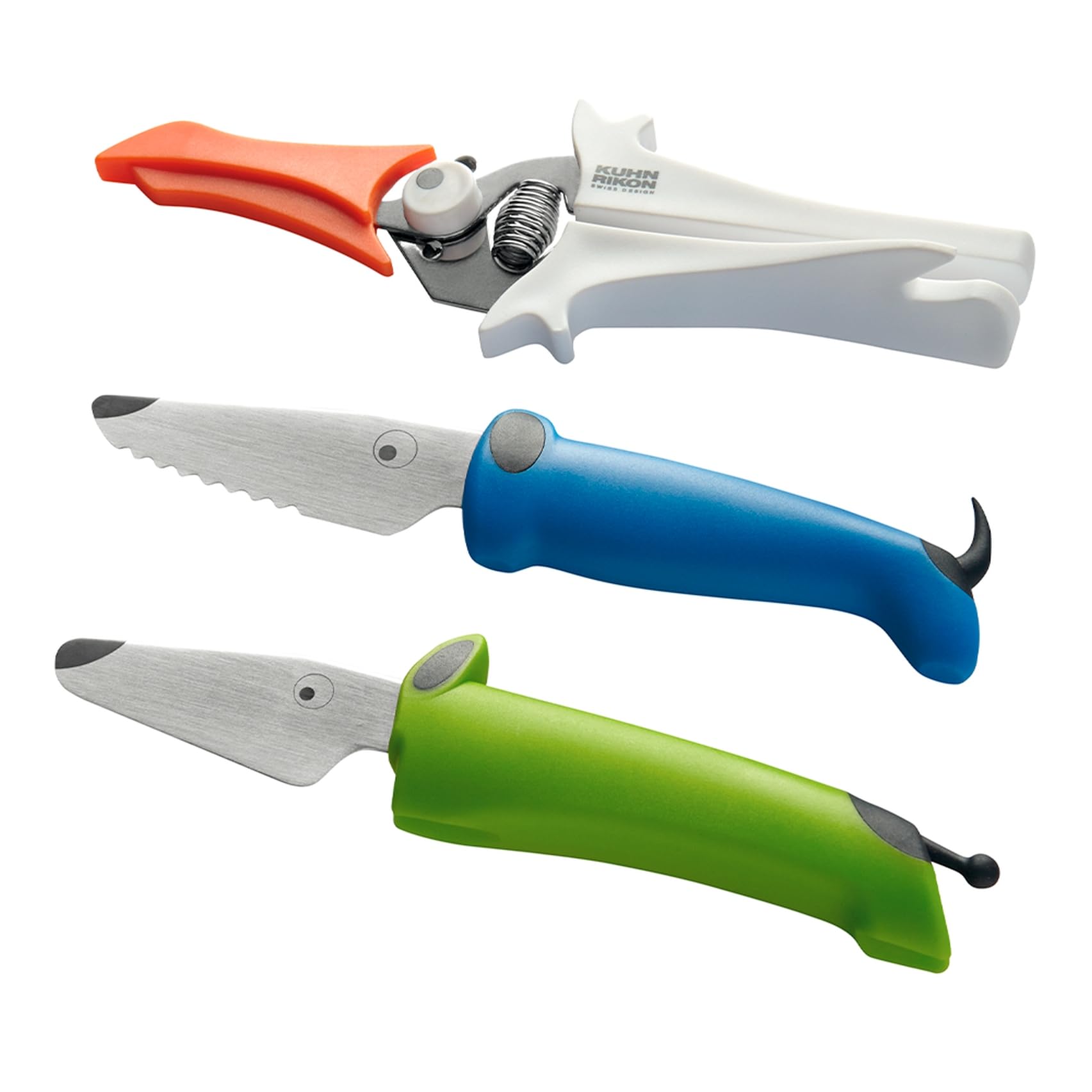 Kuhn Rikon 3 Pc Kinderkitchen Set for Children. Child Safe Knives Utensil Set. Childrens Utensils. Safety knife for Children. Kids Knives for Cooking – 3 Year Kuhn Rikon Kitchen Accessories Guarantee