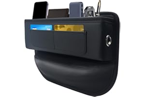 youeefy Upgrade Car Seat Gap Filler Premium Leather Car Seat Organizer and Storages,Front Seats Adjustable Gap Filler for Car SUV Truck,Automotive Accessories for Women Men (Black,1 Pack)