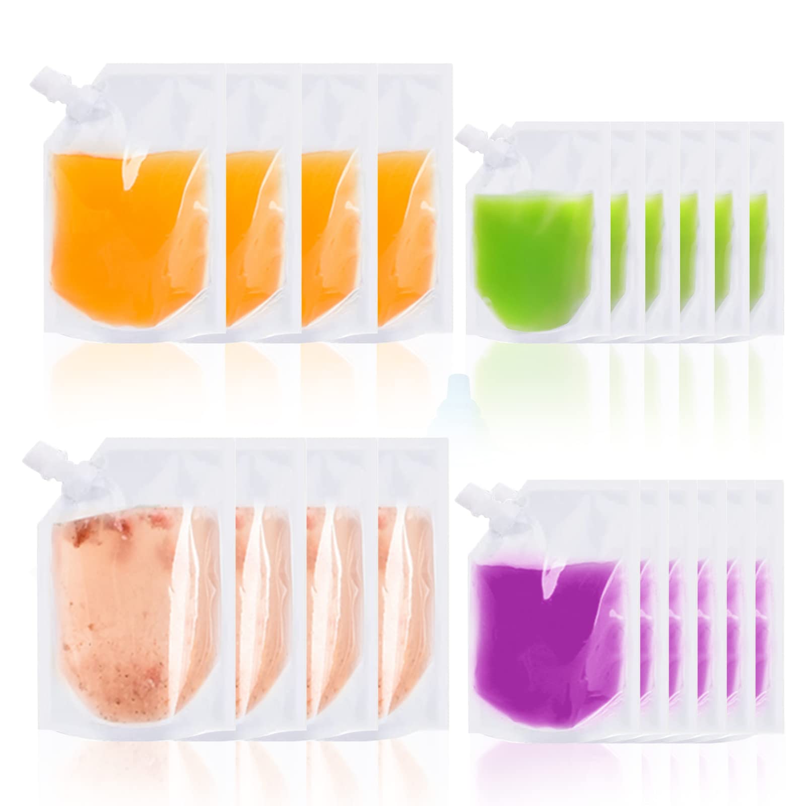 TSHAOUN 20 Pack Drink Pouches for Festivals,Reusable Plastic Hip Flask， Concealable Drink Pouches for Travel Camping Picnic Party 250ml, 350ml,420ml, 500ml