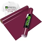 VINYL FROG Maroon Heat Transfer Vinyl Roll 12" x5ft Matte HTV Vinyl | Burgundy Iron on Vinyl for T-Shirts, Stretchy &amp; Machine Washable Heat Press Vinyl for DIY Craft Designs