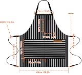 OWill Adjustable Unisex Apron with Pocket for Cooking & BBQ - Black Strips view 2