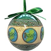 Killarney Printing Glass Bauble Blessing Design Bright Green Colored Christmas Celtic Ornament Holiday Decoration New Year Party Festivity Souvenir Present Housewarming Gift (Ireland Map)