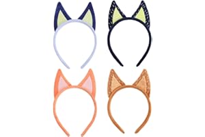 Jing xin 4 pcs Blue Family Party Supplies Plush Soft Dog Ears Headbands Costume for Halloween Play Day One Size Elastic Headband