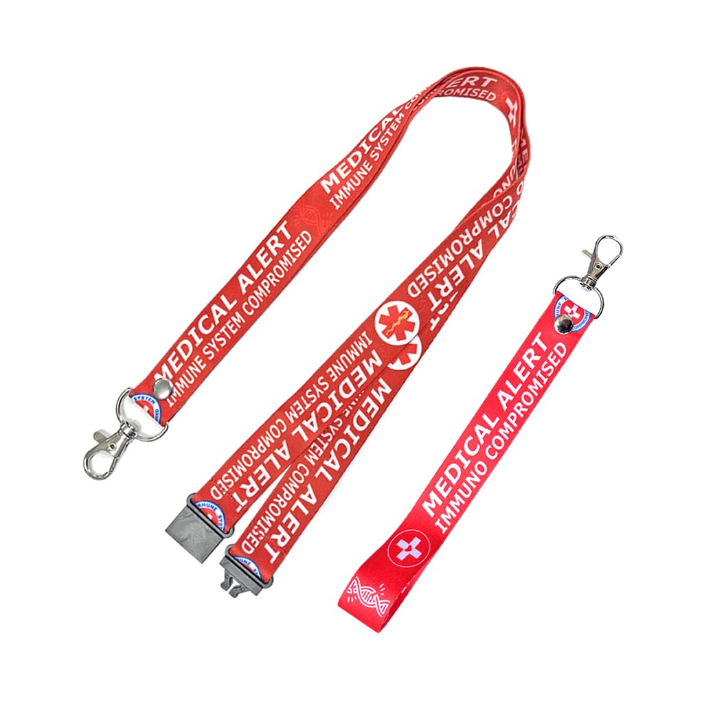 PAPER PLANE LONDON Immune System compromised Medical Alert Lanyard & Key tag SET Immuno Compromised