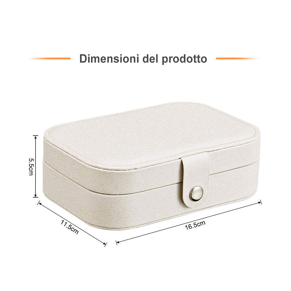 Scatole portagioie Gioielli da Viaggio da Donna Organizzatore Organizzatore Gioielli Scatola immagazzinaggio Piccole Dimensioni Scatola di Gioielli per Anelli Orecchini Collane Bracciali (Bianca)