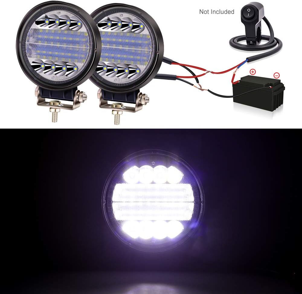 YnGia 2PCS Round 4.5 Inch LED Work Light Spot Flood Combo Beam - Image 4