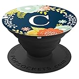 First & Last Initial Letter C Floral Wreath
