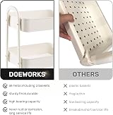 DOEWOR KS Storage Trolley on Wheels 3-Tier White Metal Kitchen Cart view 9